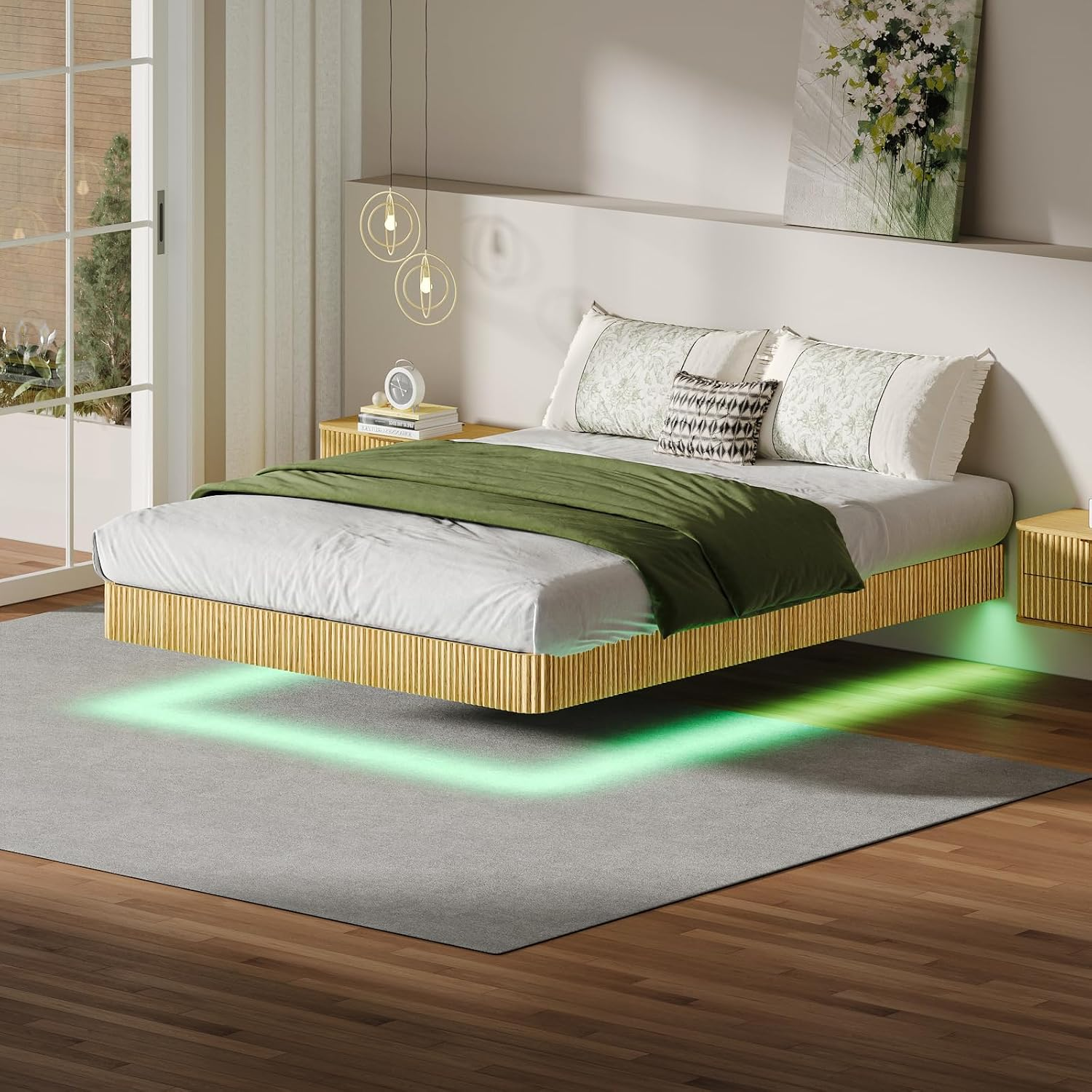 Modern Floating Bed Frames with LED Lights — Home and Flavor